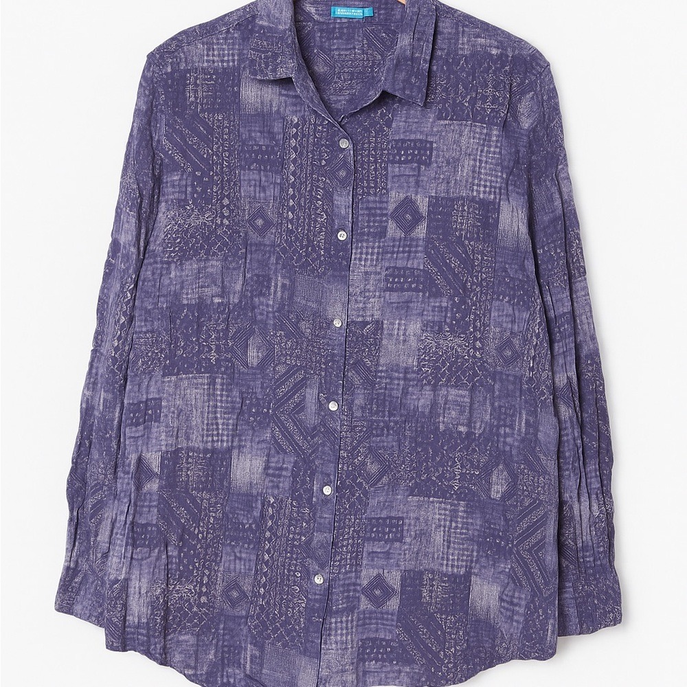 J. Mclaughlin Lois Crinkle Top Women's Size Large Purple Patchwork Top Msrp 198